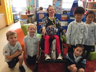 ESF Alumna with Cerebral Palsy inspires Year 1 students with interactive presentation