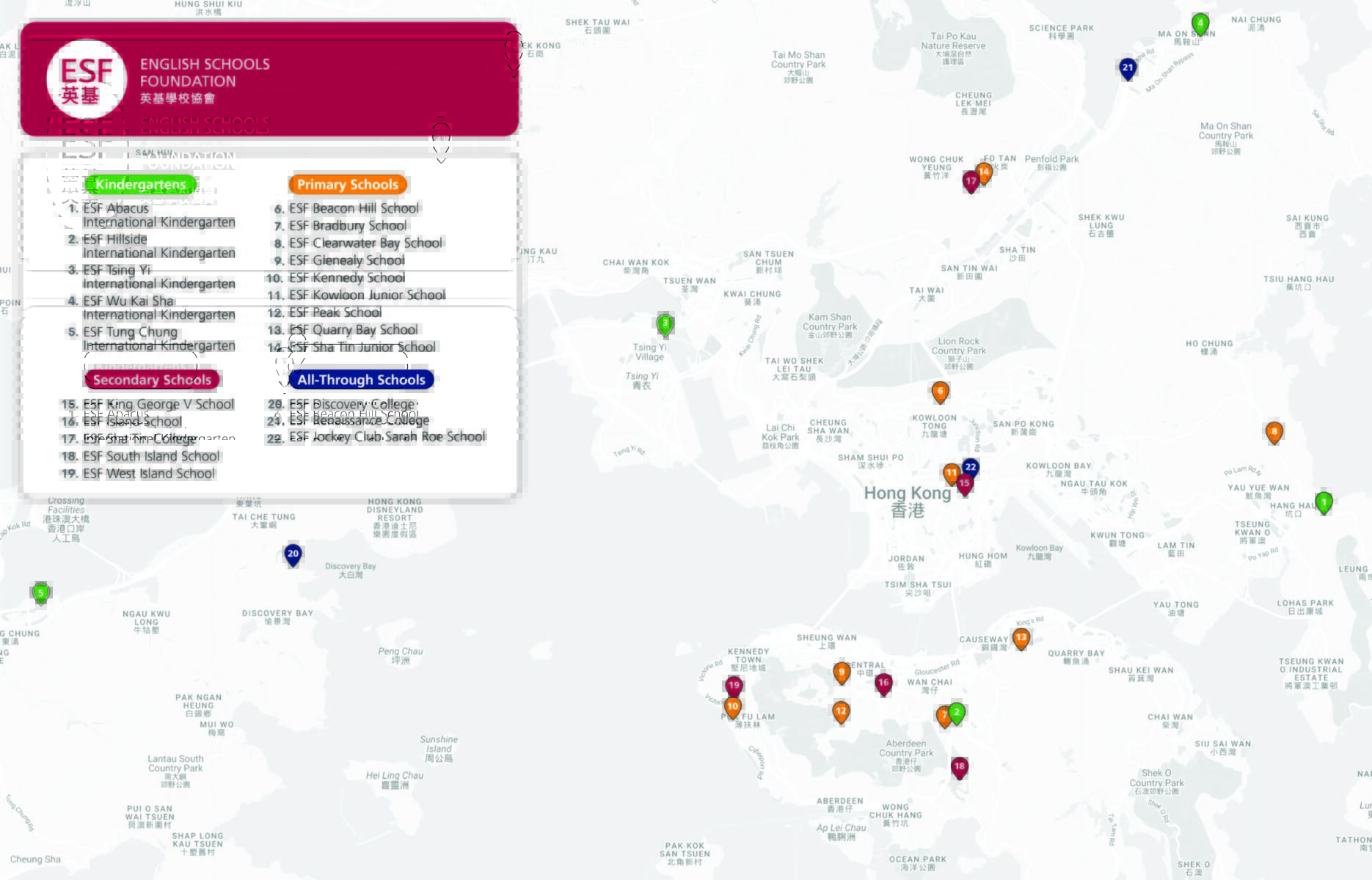 English Schools Foundation 22 International Schools in HK » ESF TO